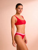Slip bikini donna da mare Big Sur L03BI - Rosso fluo, vista frontale