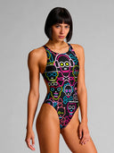 Costume intero donna da allenamento Pinup 548PF - Skull tribe