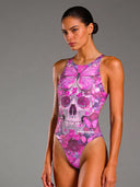 Costume intero donna da allenamento Pinup 552P - Teschio Farfalla