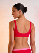 Top bikini donna da mare Hawaii L03HA - Rosso fluo, vista posteriore