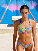 Bikini donna da allenamento Maui 183MF - Pop squares, dettaglio indossato