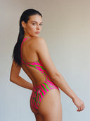Costume intero donna da allenamento PINUP 564PF - Acid stripes