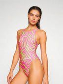 Costume intero donna da allenamento PINUP 564PF - Acid stripes