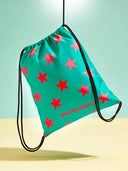 Zainetto in microfibra M028ZAF - Menta stelle pesca, vista frontale