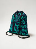 Zainetto in microfibra 137ZF - Blu logo menta