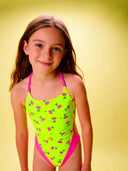 Costume intero bambina da mare Alte L040AF - Ciliegie, dettaglio indossato