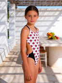 Costume intero bambina da mare Alte L038A - Fiore, dettaglio indossato