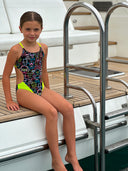 Costume intero bambina da mare Alte L034AF - Skull tribe, vista frontale