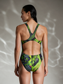 Costume intero donna da allenamento PINUP 519P - Acid: vista posteriore indossato